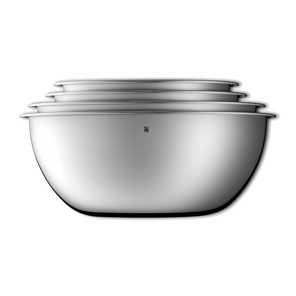 WMF Gourmet Schüsselset 4-teilig, Edelstahl Schüsseln für die Küche 0,75l - 2,75l, Rührschüssel Edelstahl, Salatschüssel, Servierschüssel, Cromargan, stapelbar