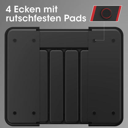 Aujen Besteckkasten für Schubladen -Abnehmbar Besteckeinsatz für Schubladen, Erweiterbar Praktischer Schubladeneinsatz, Effiziente und Vielseitiger Küchen Organizer, Schwarz, Mittel