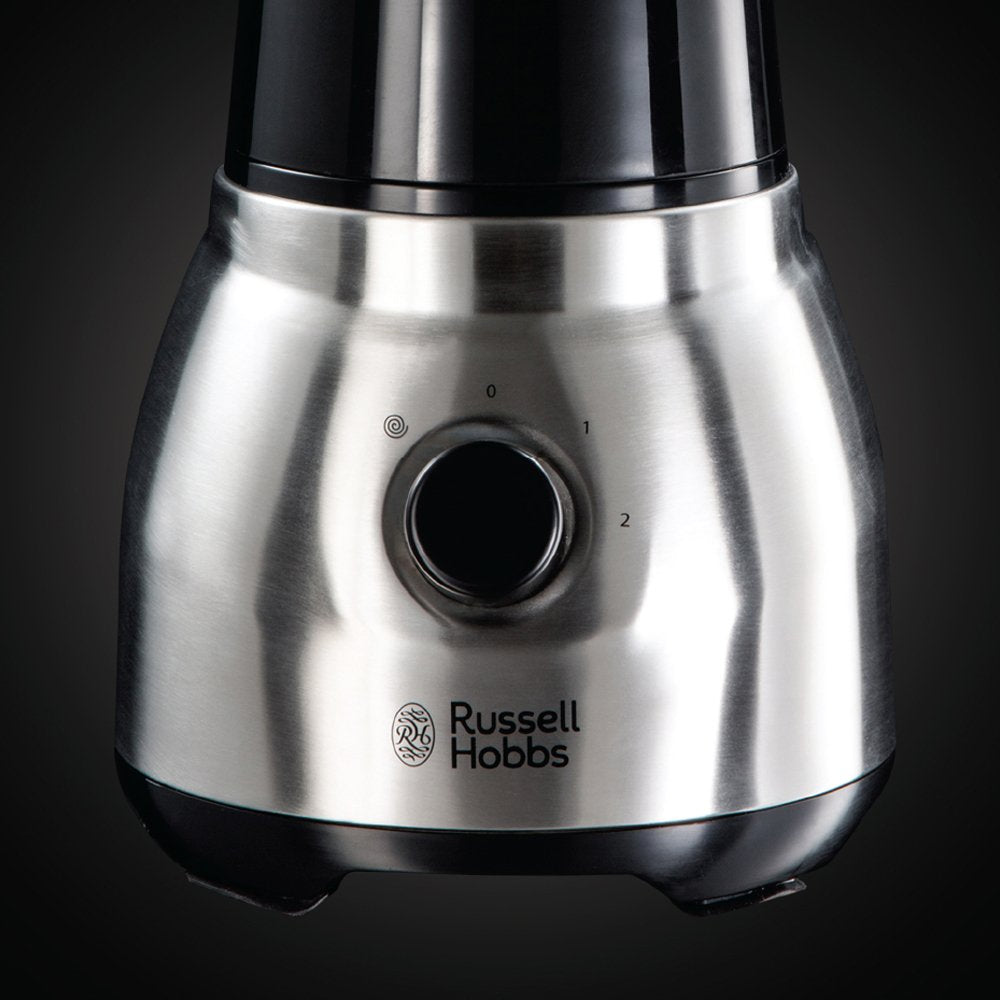 Russell Hobbs Standmixer 2-in-1 [1,5l Glasbehälter Mixer & 0,6l Mini Smoothie Maker -To-Go-Trinkflasche inkl. Deckel] Spülmaschinenfest, Impuls-/Ice-Crush Funktion, Becher BPA frei, Edelstahl 23821-56