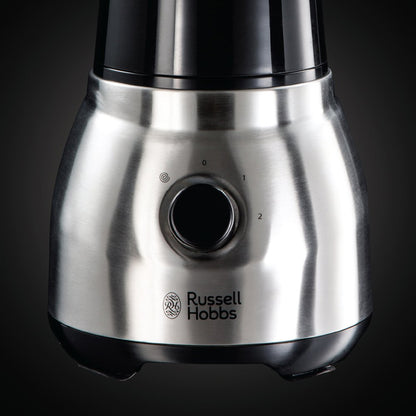 Russell Hobbs Standmixer 2-in-1 [1,5l Glasbehälter Mixer & 0,6l Mini Smoothie Maker -To-Go-Trinkflasche inkl. Deckel] Spülmaschinenfest, Impuls-/Ice-Crush Funktion, Becher BPA frei, Edelstahl 23821-56
