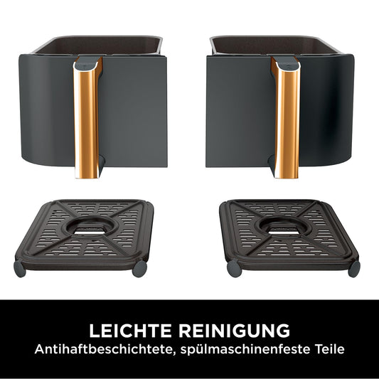 Ninja Foodi MAX Dual Zone Heißluftfritteuse [AF400EUCP] Amazon Exclusive, ‎2470 Watt , 9,5 L, 2 Heißluft-Frittierfächer, 6 Funktionen, 27 x 41.5 x 32.5 cm, Kupfer/Schwarz