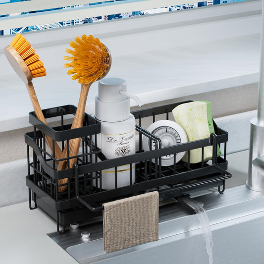 iHomara Spülbecken Organizer Küchen,Schwammhalter,Spülorganizer Edelstahl,Spülmittel Halterung,Sink Caddy Kitchen Organizer,Küchenorganisation Spüle,Spülutensilien Aufbewahrung