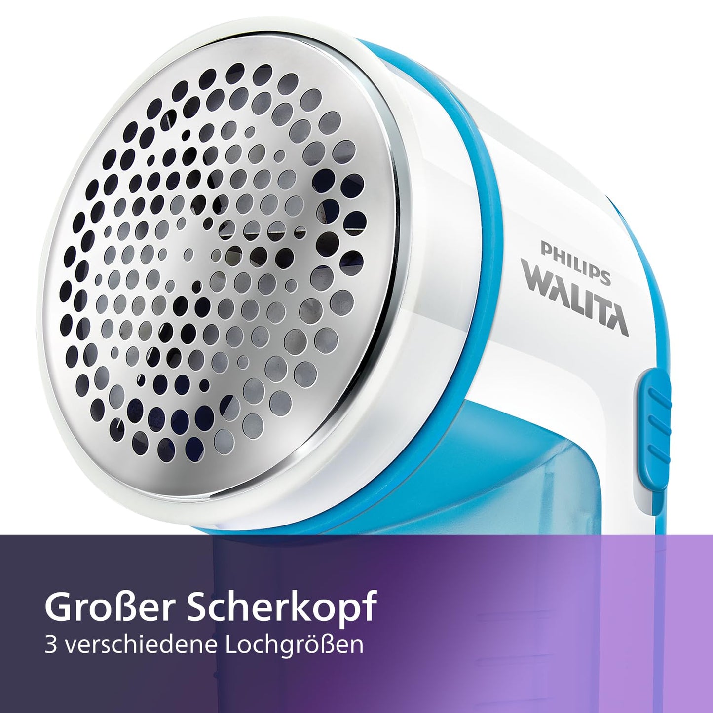 Philips Fusselrasierer – Fusselentferner für Kleidungsstücke, geeignet für alle Textilien, 2 Höheneinstellungen, batteriebetrieben (2X AA-Batterien inkl.), blau (GC026/00)