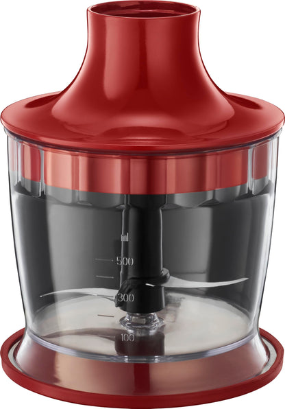 Russell Hobbs Stabmixer [3-in-1: Pürierstab/Zerkleinerer, Mixer- & Schneebesenaufsatz] Desire Rot (BPA-freies & spülmaschinenfestes Zubehör, für Smoothie, Suppen Saucen, Joghurt Babynahrung) 24700-56