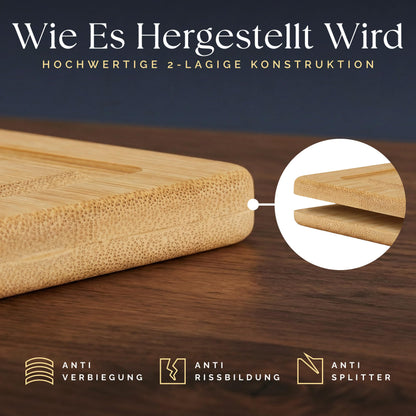 Deer & Oak Schneidebrett Holz Set 3-teiliges Vorgeölt Bambus Schneidebrett mit Griff & Saftrille, Küchenbrett, Schneidebretter Holz, Schneidbrett, Holzbrett Küche